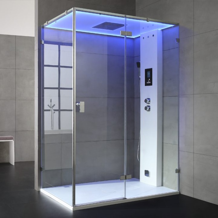 Parní sprchový box EAGO AWT LD111F15 bílý matný 150×90 pravé provedení