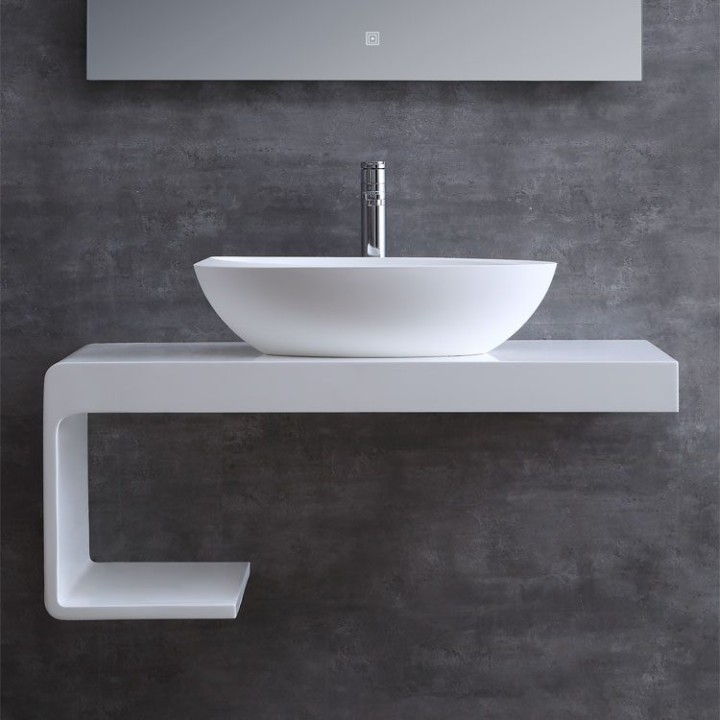 Umyvadlo StoneArt LC153 z minerálního kamene bílé 60×35 matné