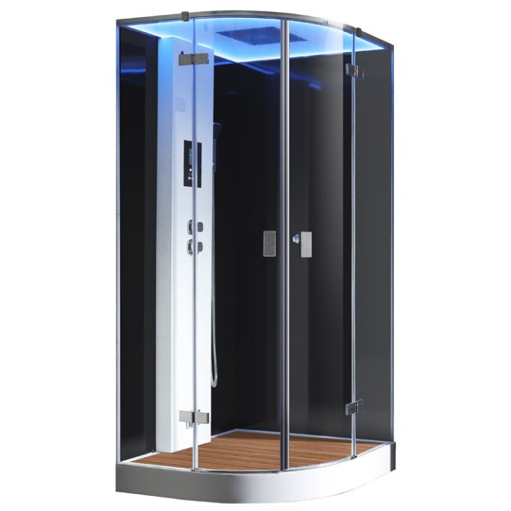 Parní sprchový box EAGO AWT LD210F15 s sprchovou vaničkou černý 90×90