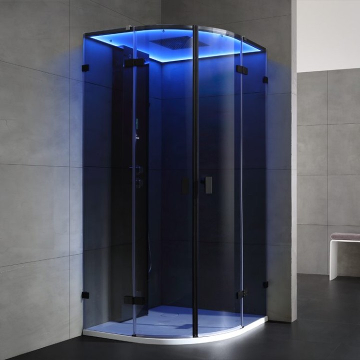 Parní sprchový box EAGO AWT LD109F15 černý 100×100