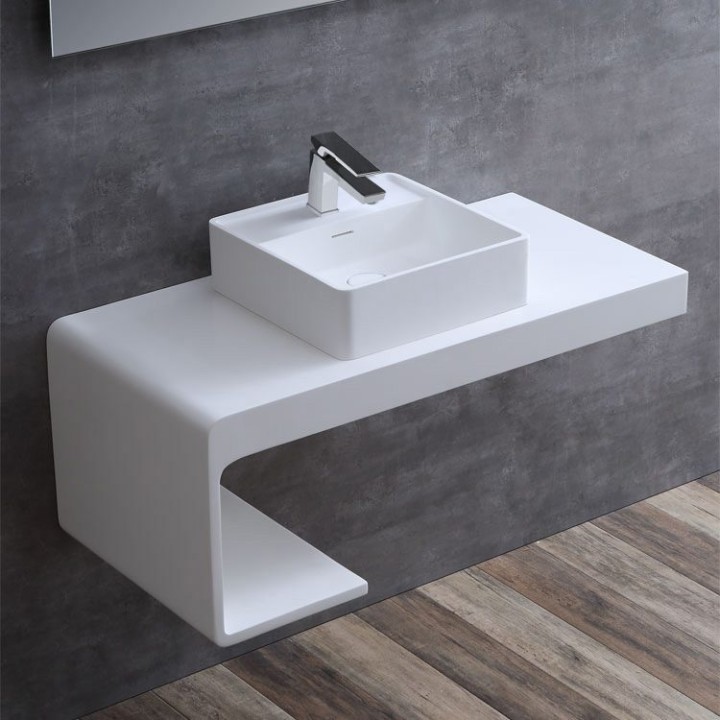 Umyvadlo StoneArt LC147 z minerálního kamene bílé 40×40 matné