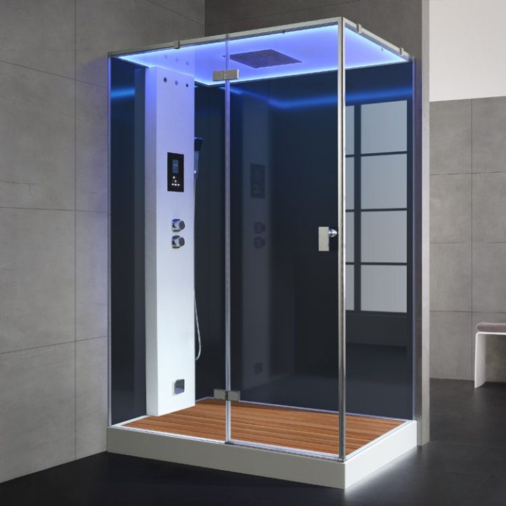 Parní sprchový box EAGO AWT LD211F15 s sprchovou vaničkou černý 150×90 levé provedení