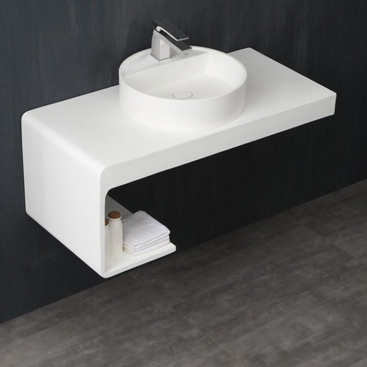 Umyvadlo StoneArt LC148 z minerálního kamene bílé 45×45 matné