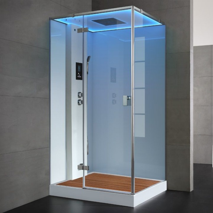 Parní sprchový box EAGO AWT LD207F15 s sprchovou vaničkou bílý 120×90 levé provedení