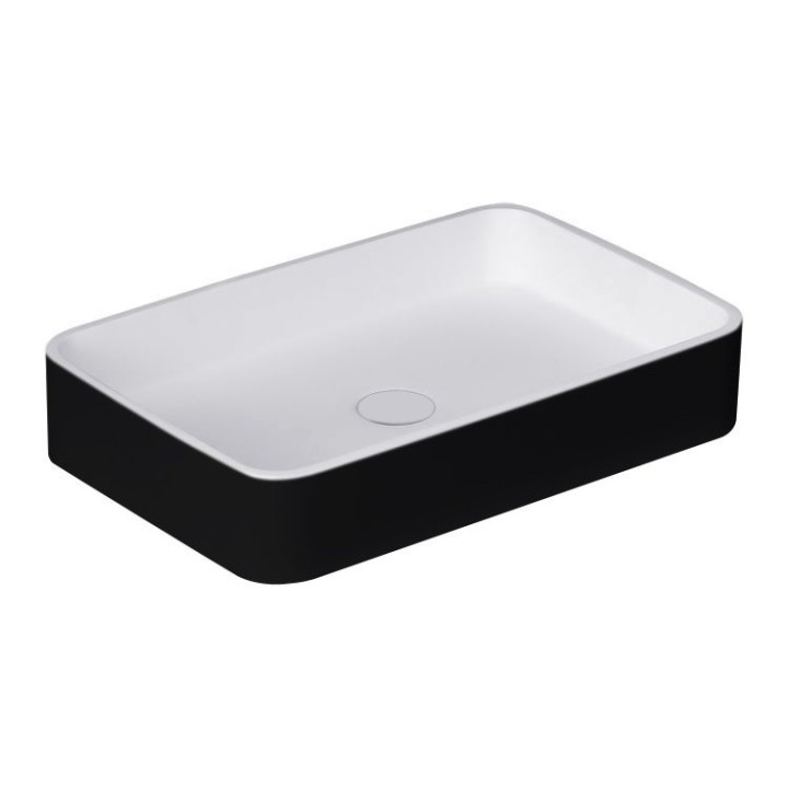 Umyvadlo StoneArt LC111 z minerálního kamene černobílé 55×35 matné