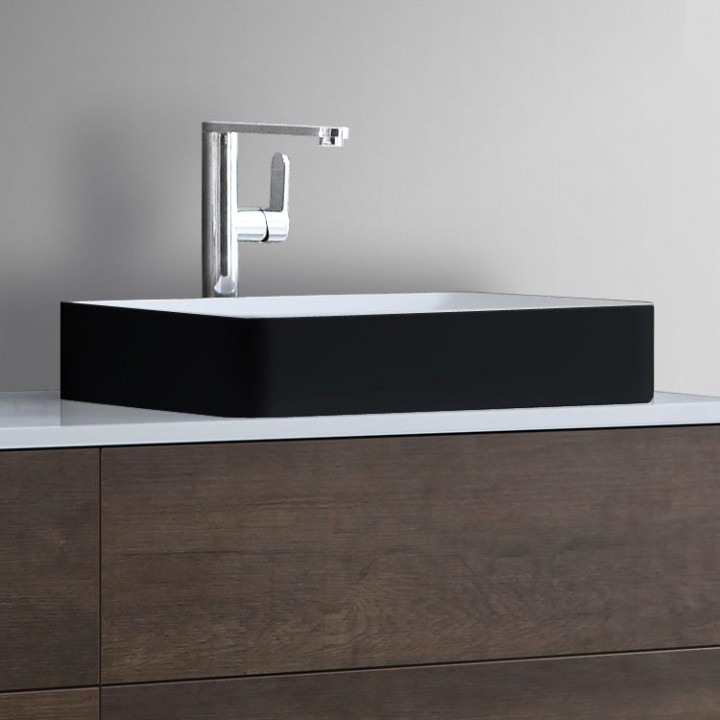 Umyvadlo StoneArt LC111 z minerálního kamene černobílé 55×35 matné