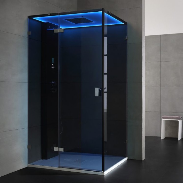 Parní sprchový box EAGO AWT LD107F15 černý 120×90 levé provedení