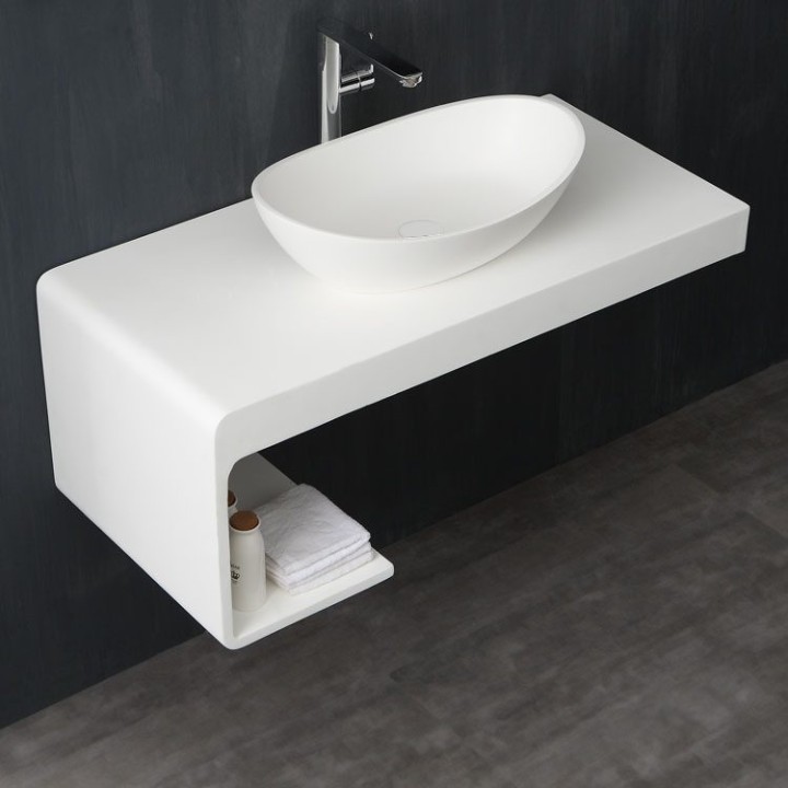 Umyvadlo StoneArt LC149 z minerálního kamene bílé 56×35 matné