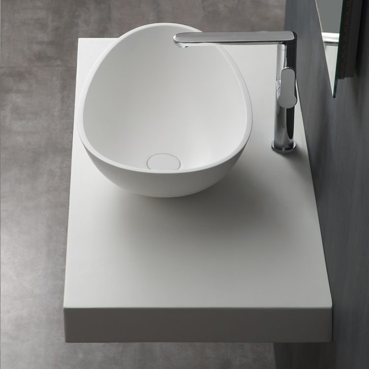 Umyvadlo StoneArt LC150 z minerálního kamene bílé 60×35 lesklé