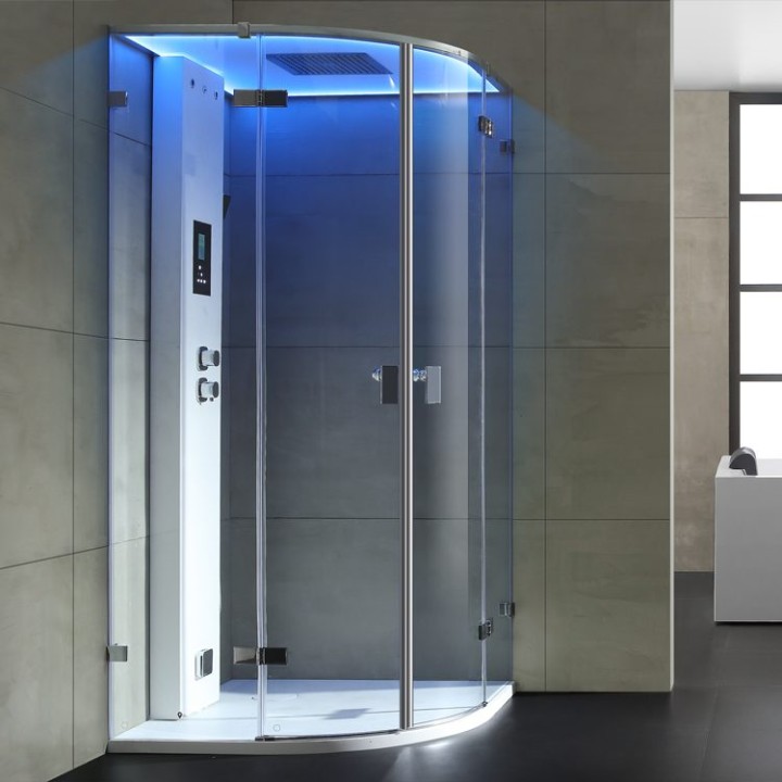 Parní sprchový box EAGO AWT LD109F15 bílý lesklý 100×100