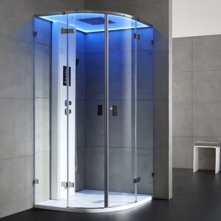 Parní sprchový box EAGO AWT LD109F15 bílý matný 100×100