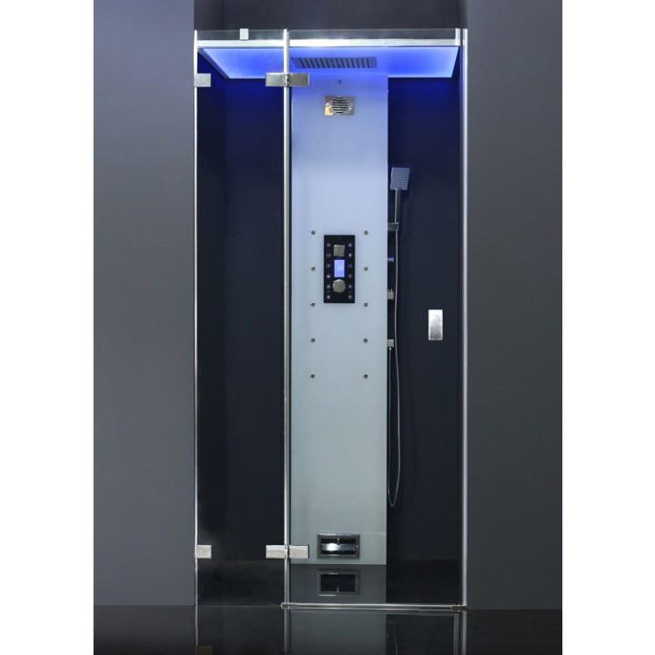 Parní sprchový box EAGO AWT DZ1012F12 bílý 100×100 levé provedení