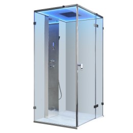 Parní sprchový box EAGO AWT LD106F15 stříbrný 100×100 pravé provedení