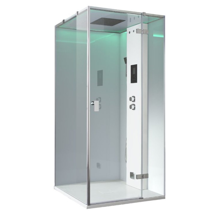 Parní sprchový box EAGO AWT LD208F15 bílý 90×90 pravé provedení