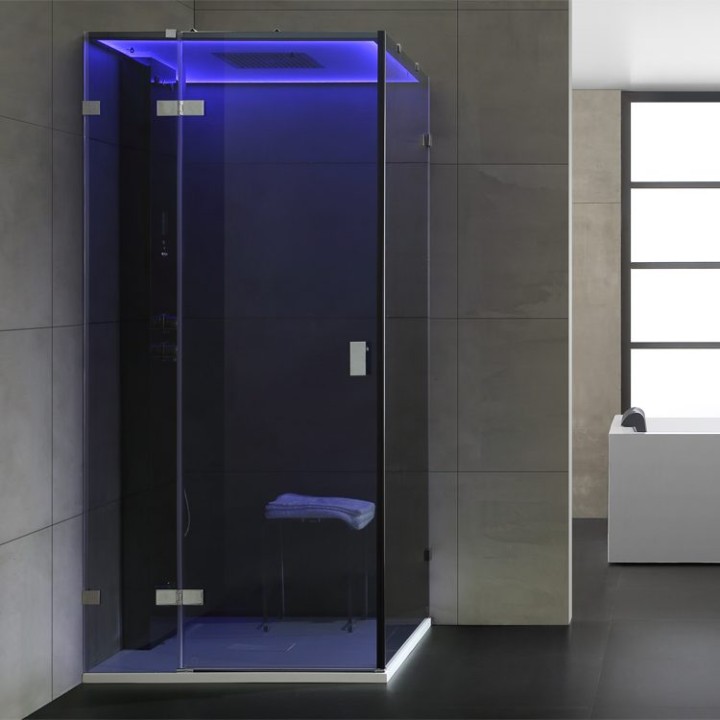 Parní sprchový box EAGO AWT LD108F15 černý 90×90 levé provedení