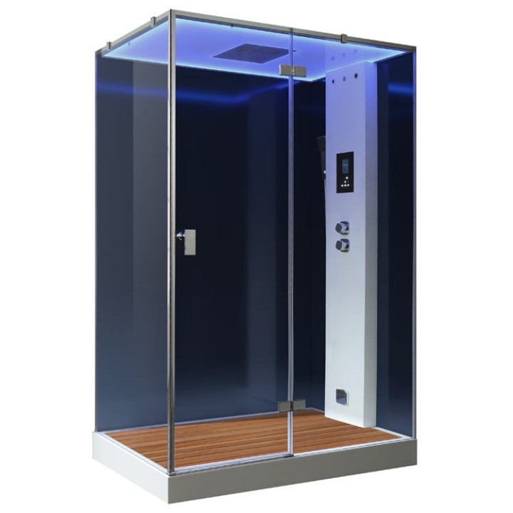 Parní sprchový box EAGO AWT LD211F15 s sprchovou vaničkou černý 150×90 pravé provedení