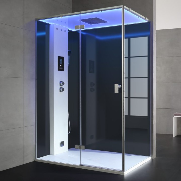 Parní sprchový box EAGO AWT LD211F15 černý 150×90 levé provedení