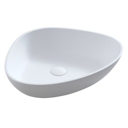 Umyvadlo StoneArt LC154 z minerálního kamene bílé 56×43 lesklé