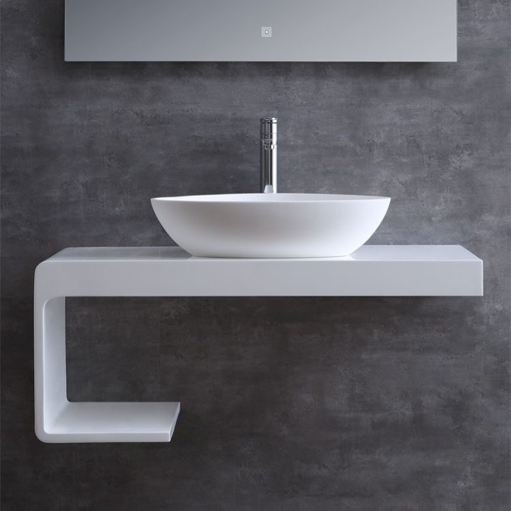 Umyvadlo StoneArt LC154 z minerálního kamene bílé 56×43 matné