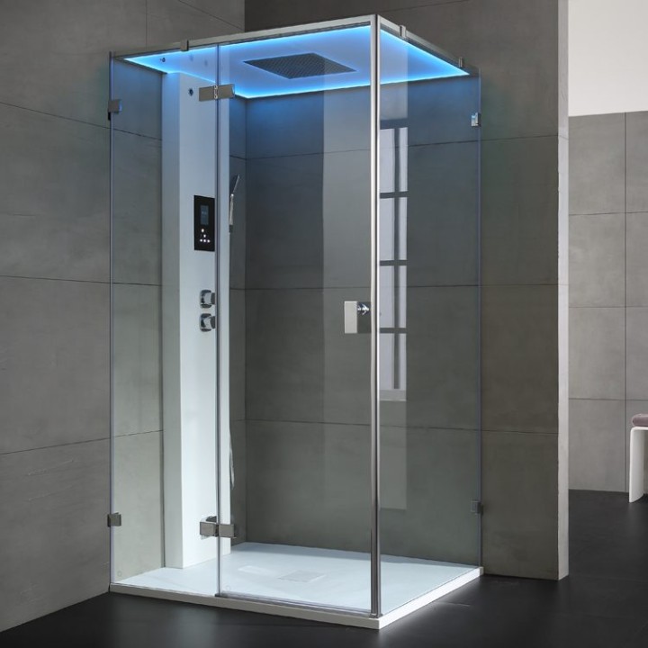 Parní sprchový box EAGO AWT LD107F15 bílý matný 120×90 levé provedení