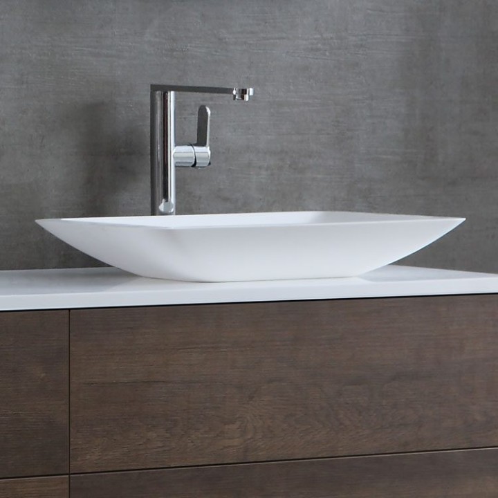 Umyvadlo StoneArt LC118 z minerálního kamene bílé 59×34 lesklé