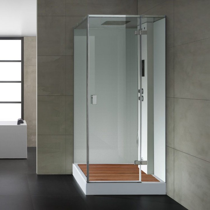 Parní sprchový box EAGO AWT LD208F15 s sprchovou vaničkou bílý 90×90 pravé provedení