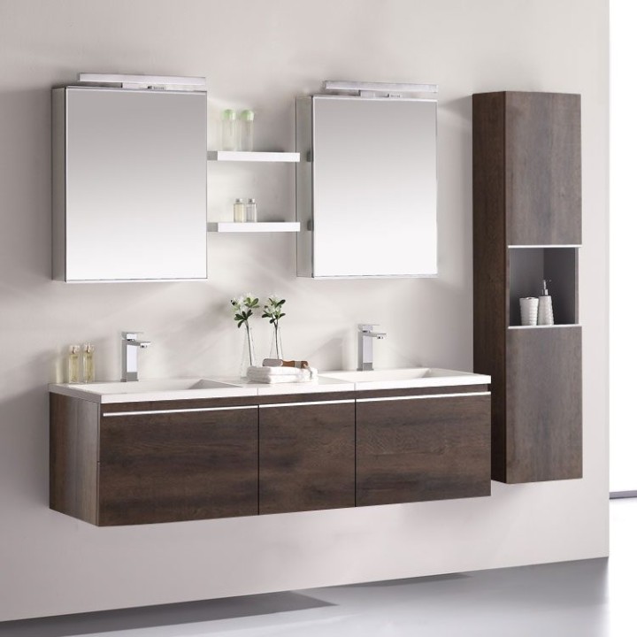 Koupelnový nábytek – set StoneArt Milano ME-1600-1 dubový tmavý 160×45