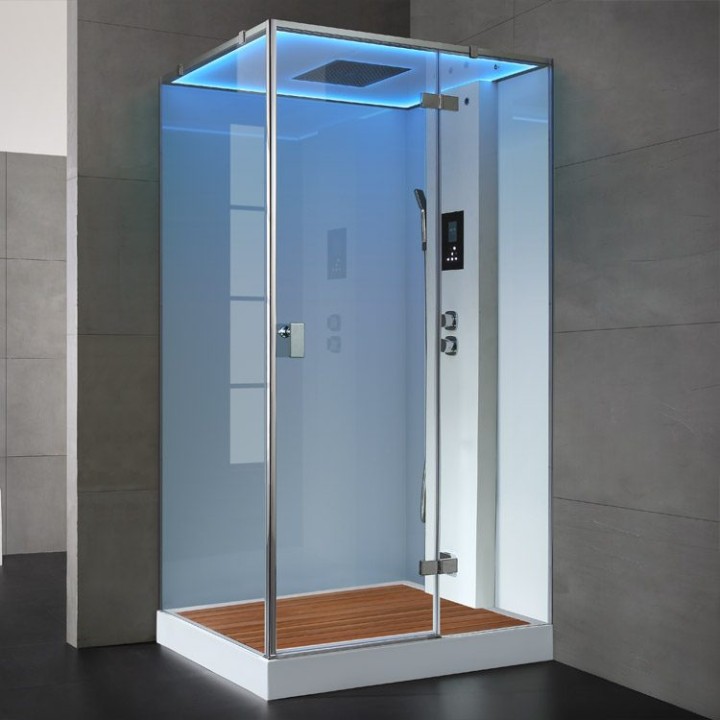 Parní sprchový box EAGO AWT LD207F15 s sprchovou vaničkou bílý 120×90 pravé provedení