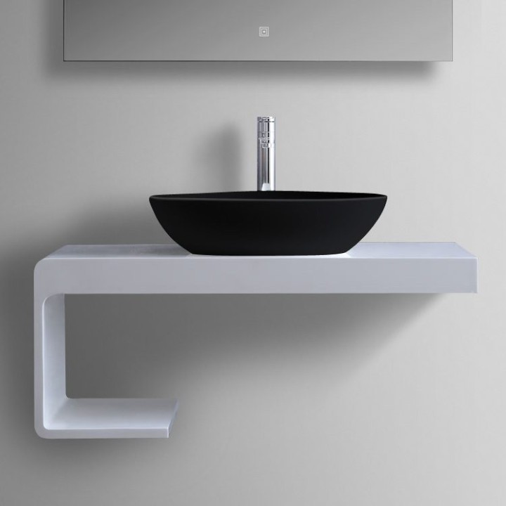 Umyvadlo StoneArt LC154 z minerálního kamene černé 56×43 matné