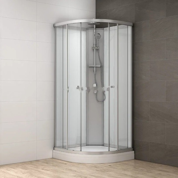 Kompletní sprchový kout Modera | 90×90 cm bílé sklo posuvné dveře čtvrtkruhová