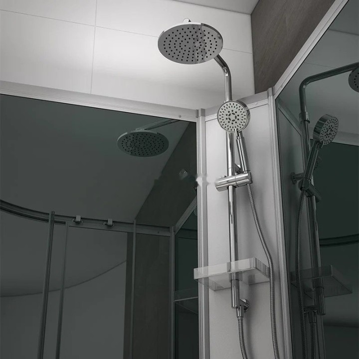 Kompletní sprchový kout Modera | 90×90 cm bílé sklo posuvné dveře čtvrtkruhová