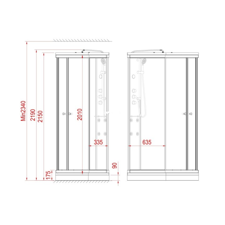 Kompletní sprchový kout Modera | 120×90 cm černé sklo posuvné dveře asymetrická