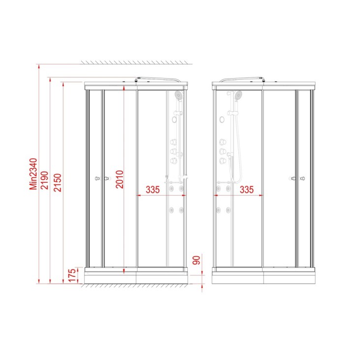 Kompletní sprchový kout Modera | 80×80 cm zrcadlové sklo posuvné dveře čtvrtkruhová