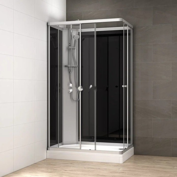 Kompletní sprchový kout Modera | 120×80 cm černé sklo posuvné dveře obdélníková