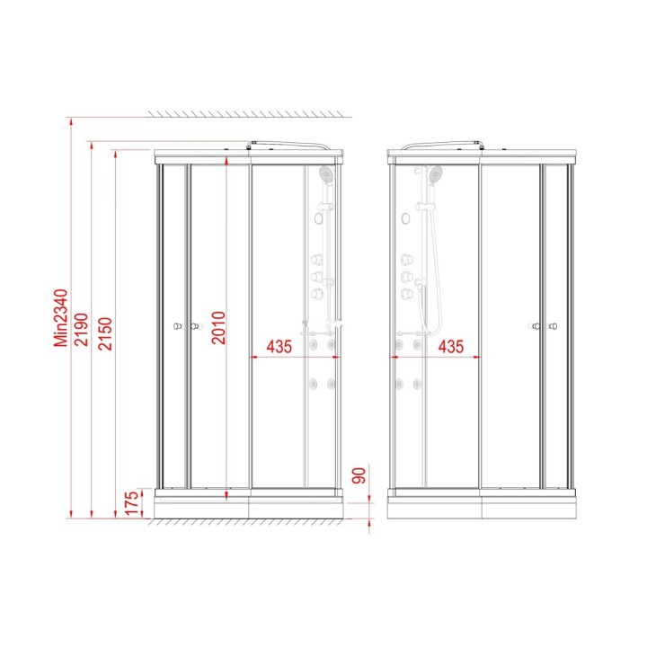 Kompletní sprchový kout Modera | 100×100 cm bílé sklo posuvné dveře čtvrtkruhová
