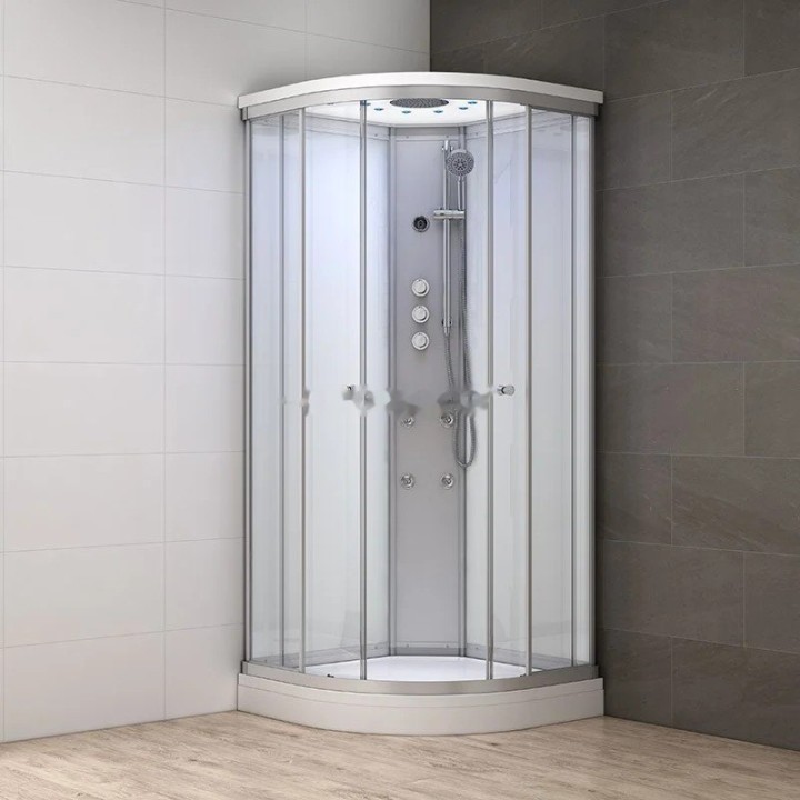 Kompletní sprchový kout Modera | 80×80 cm bílé sklo posuvné dveře čtvrtkruhová