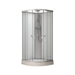 Kompletní sprchový kout Modera | 80×80 cm bílé sklo posuvné dveře čtvrtkruhová