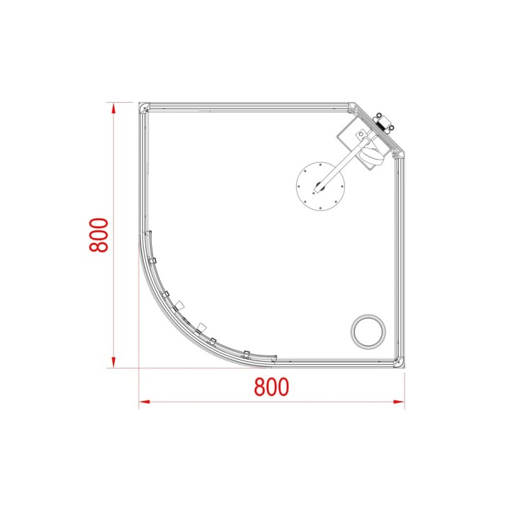 Kompletní sprchový kout Modera | 80×80 cm zrcadlové sklo posuvné dveře čtvrtkruhová