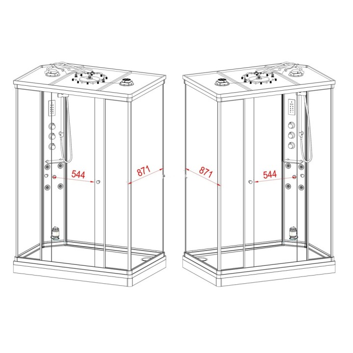 Parní kabina Modera pro 2 osoby | 140×90 cm zrcadlové sklo posuvné dveře obdélníková