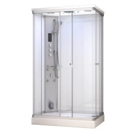 Parní kabina Modera pro 1 osobu | 120×80 cm bílé sklo posuvné dveře obdélníková