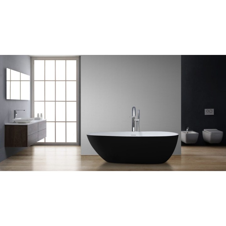Volně stojící vana StoneArt BS-505 černobílá 171×85 matná