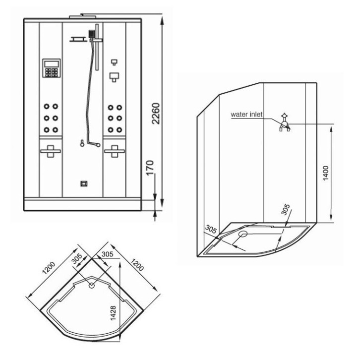 Parní sprchový box EAGO AWT DZ962F8 bílý 120×120