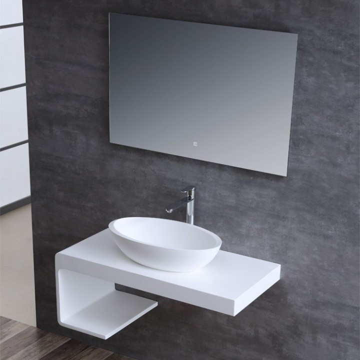 Umyvadlo StoneArt LC153 z minerálního kamene bílé 60×35 lesklé