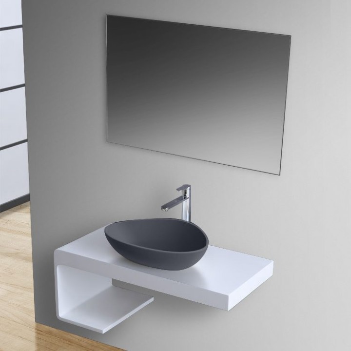 Umyvadlo StoneArt LC154 z minerálního kamene betonově šedé 56×43 matné