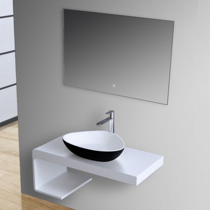 Umyvadlo StoneArt LC154 z minerálního kamene černobílé 56×43 matné