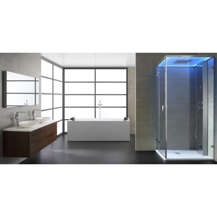 Parní sprchový box EAGO AWT LD108F15 stříbrný 90×90 pravé provedení