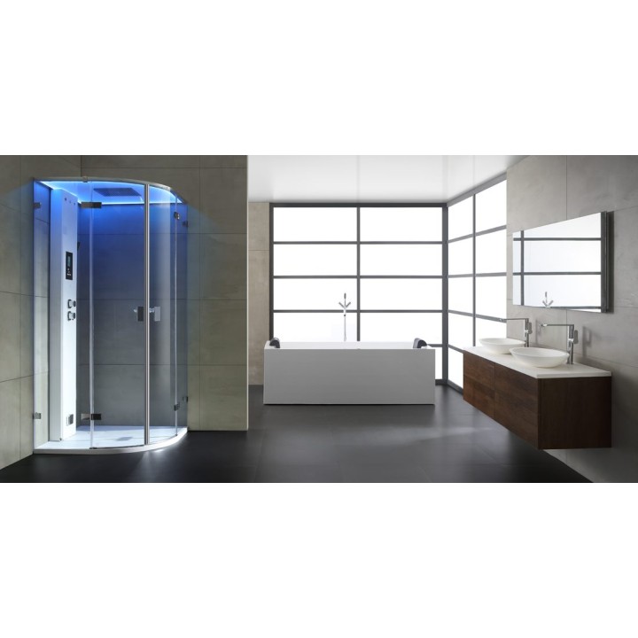 Parní sprchový box EAGO AWT LD109F15 bílý matný 100×100