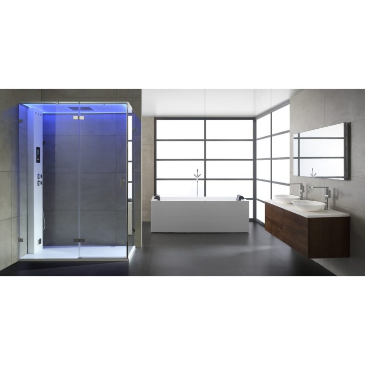 Parní sprchový box EAGO AWT LD111F15 bílý matný 150×90 levé provedení