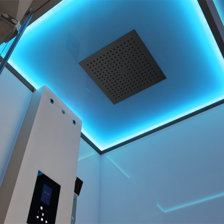 Parní sprchový box EAGO AWT LD206F15 bílý 100×100 pravé provedení