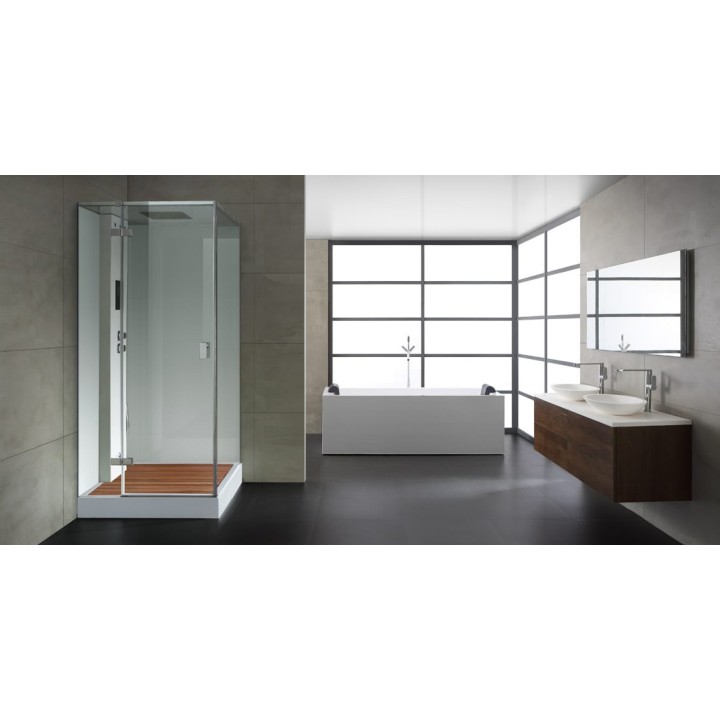 Parní sprchový box EAGO AWT LD208F15 s sprchovou vaničkou bílý 90×90 l